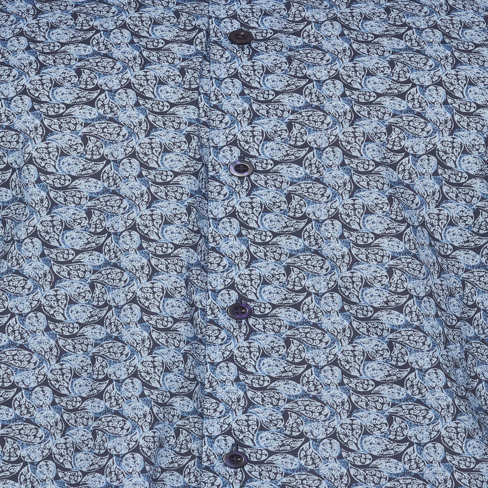 BadRhino Tailoring Blue Paisley Print Formal Shirt