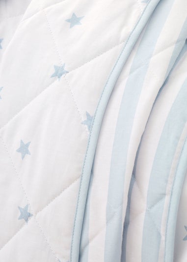 Bianca Fine Linens Mini Star & Stripes Cotton Reversible Bedspread Blue
