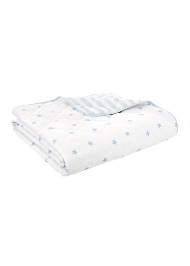 Bianca Fine Linens Mini Star & Stripes Cotton Reversible Bedspread Blue