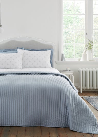 Bianca Fine Linens Quilted Lines Bedspread Blue