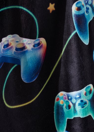 Catherine Lansfield Gamer Cosy Fleece Blanket Throw Black