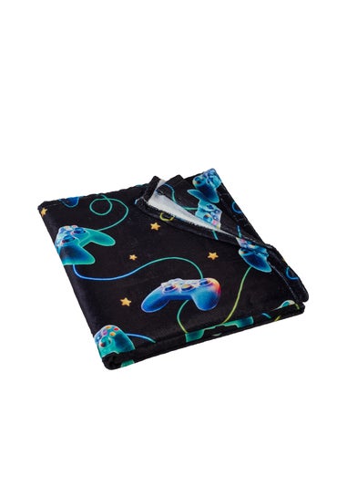 Catherine Lansfield Gamer Cosy Fleece Blanket Throw Black