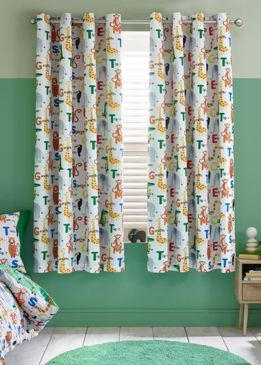 Catherine Lansfield Animal Magic Fully Reversible Eyelet Curtains Natural