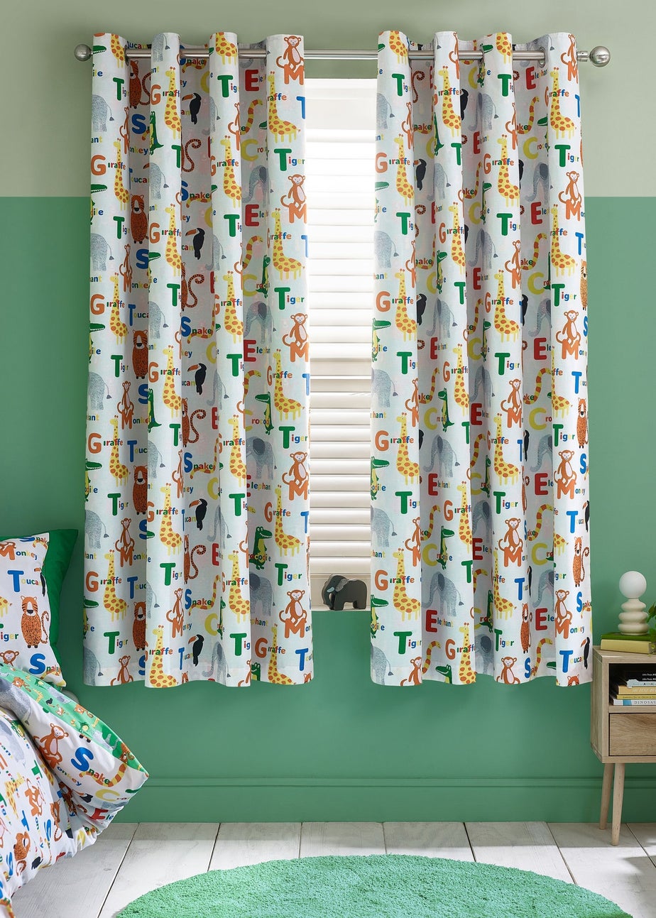 Catherine Lansfield Animal Magic Fully Reversible Eyelet Curtains Natural