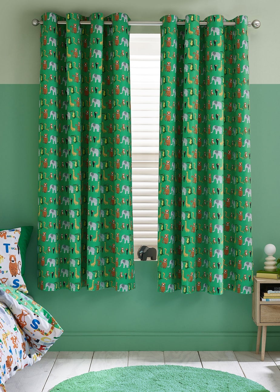 Catherine Lansfield Animal Magic Fully Reversible Eyelet Curtains Natural