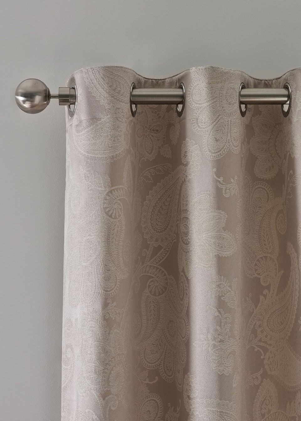 Catherine Lansfield Opulent Jacquard Lined Eyelet Curtains Champagne Gold