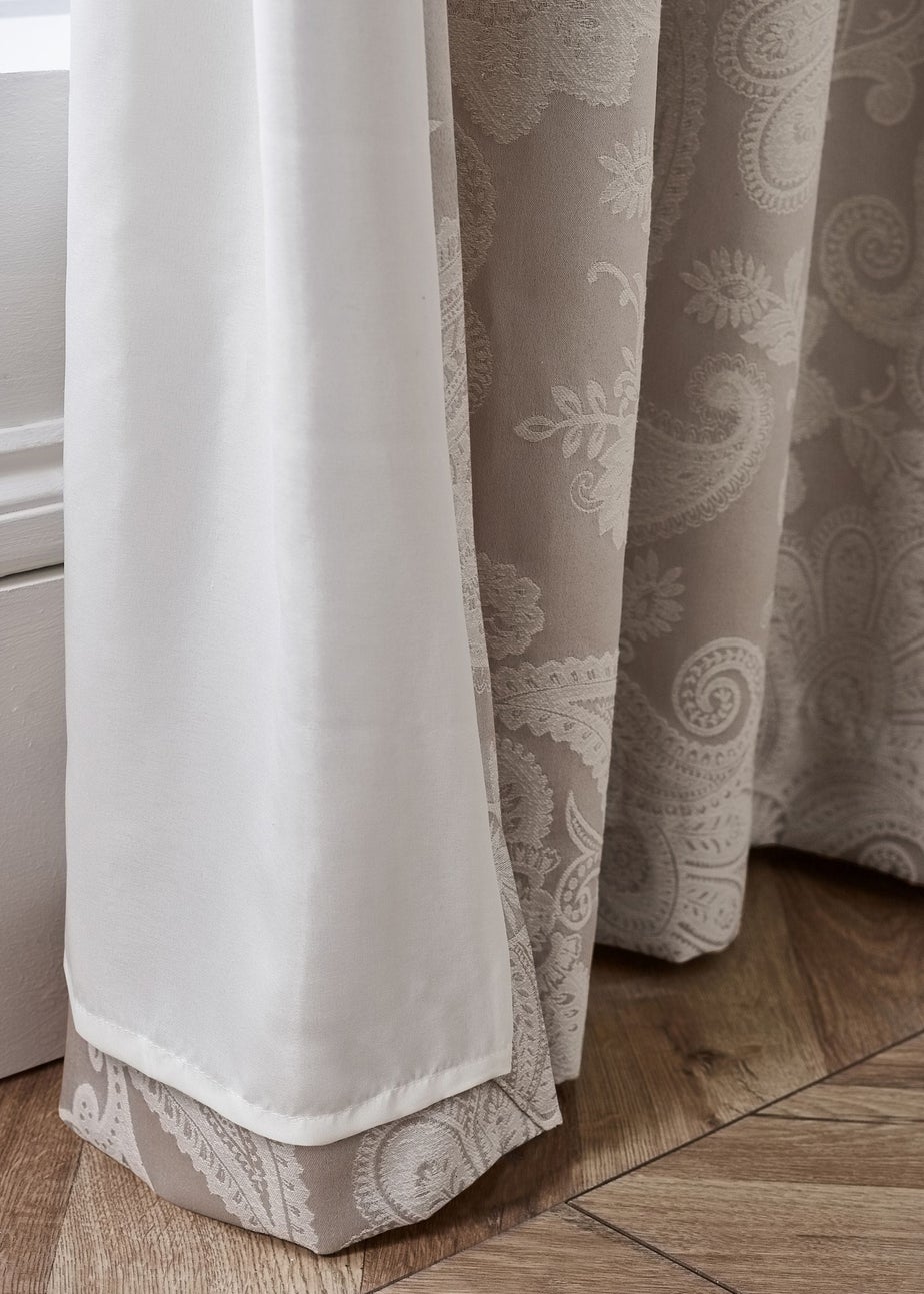 Catherine Lansfield Opulent Jacquard Lined Eyelet Curtains Champagne Gold