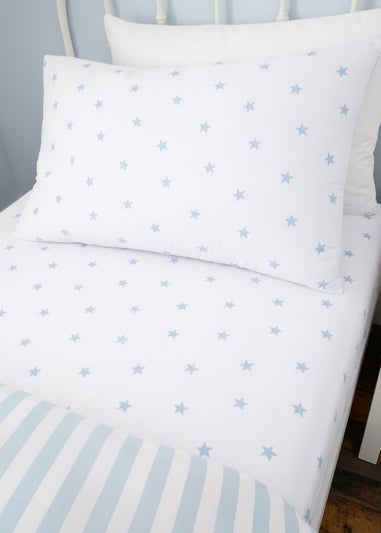 Bianca Fine Linens Mini Star & Stripes Cotton Fitted Sheet Blue
