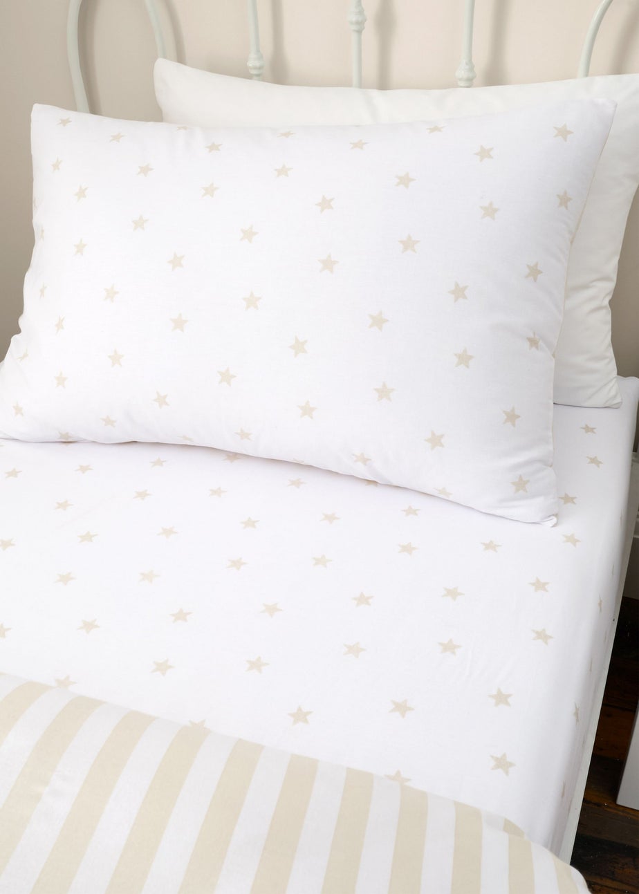 Bianca Fine Linens Mini Star & Stripes Cotton Fitted Sheet Natural