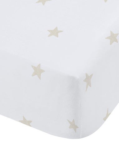 Bianca Fine Linens Mini Star & Stripes Cotton Fitted Sheet Natural