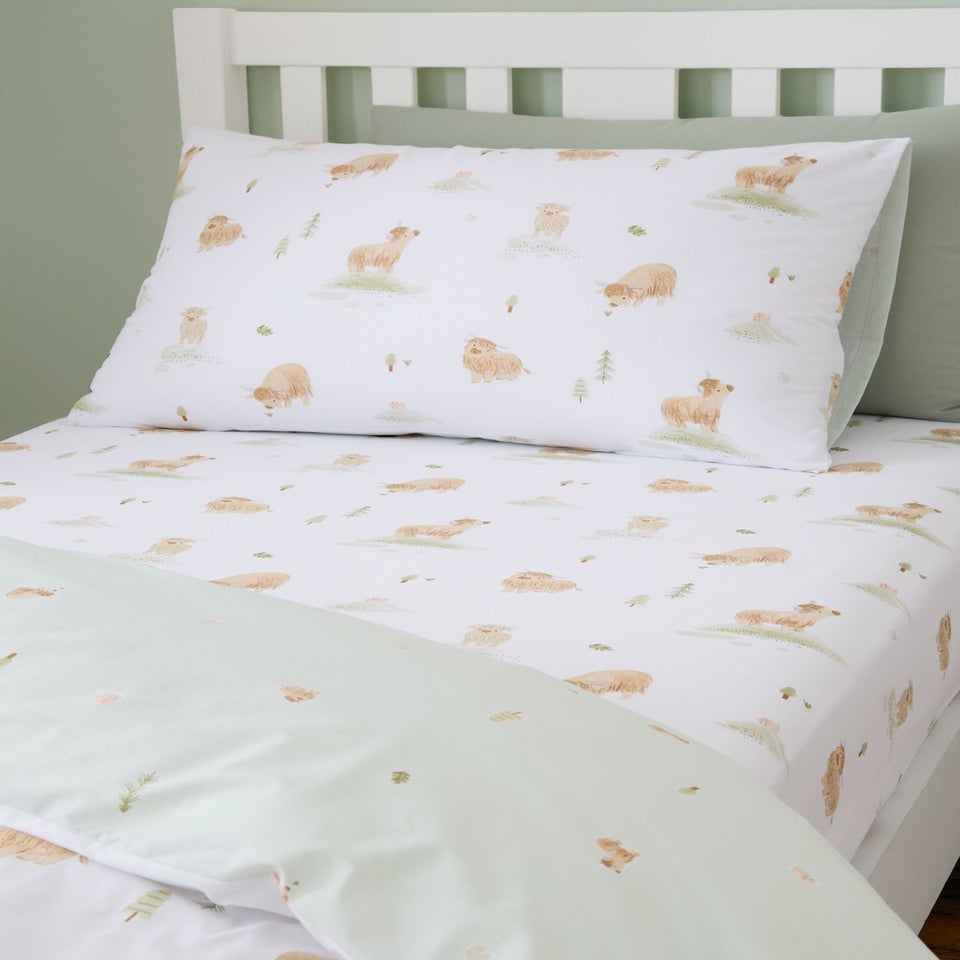Bianca Fine Linens Mini Moo Cow Cotton Fitted Sheet White