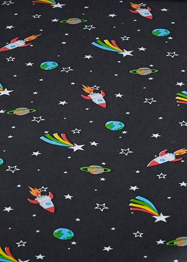 Catherine Lansfield Rainbow Rockets Fitted Sheet Black