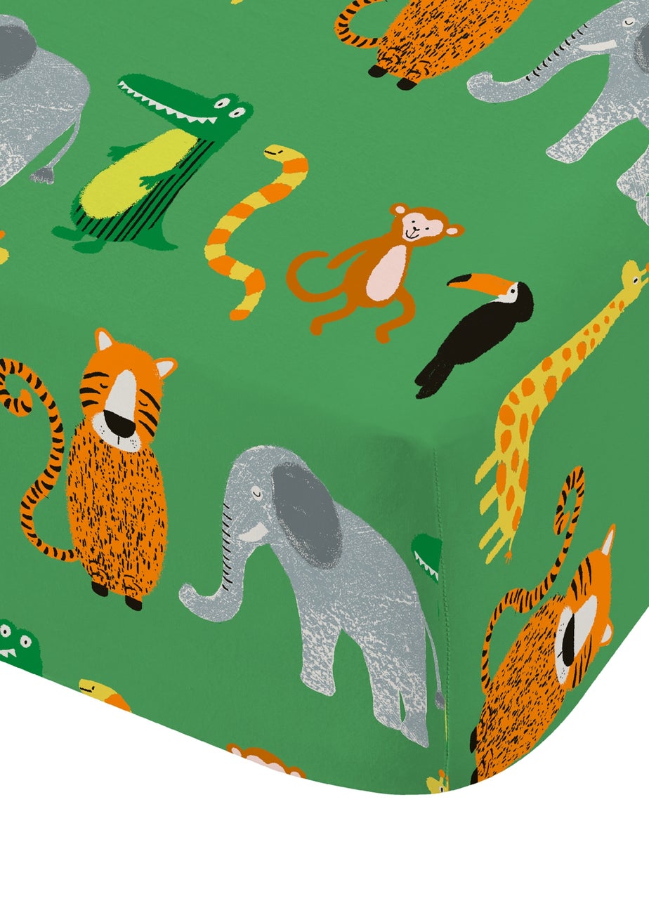 Catherine Lansfield Animal Magic Fitted Sheet Green