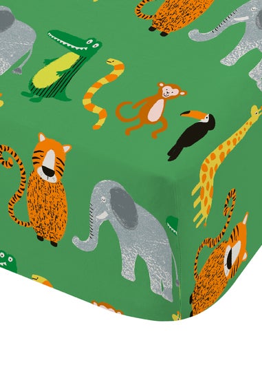Catherine Lansfield Animal Magic Fitted Sheet Green