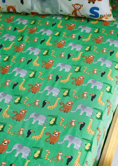 Catherine Lansfield Animal Magic Fitted Sheet Green