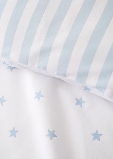 Bianca Fine Linens Mini Star & Stripes Reversible Cotton Duvet Cover Set Blue