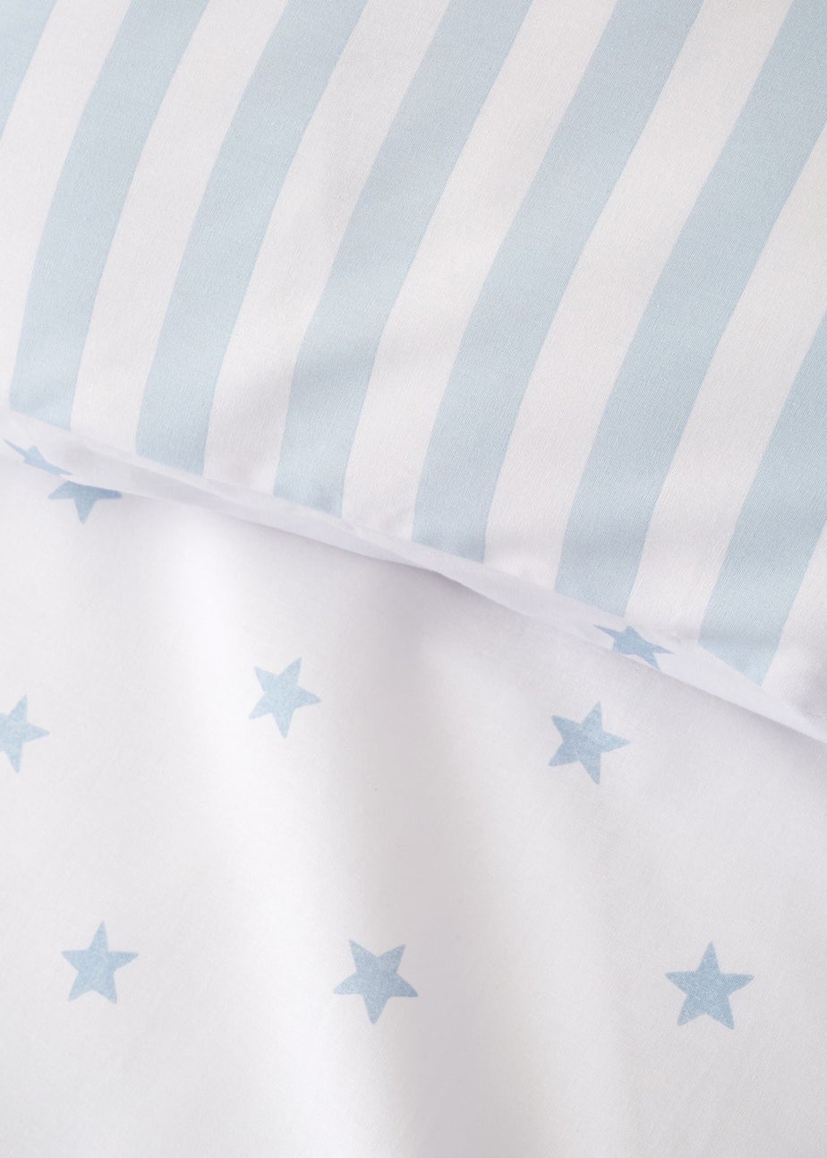 Bianca Fine Linens Mini Star & Stripes Reversible Cotton Duvet Cover Set Blue