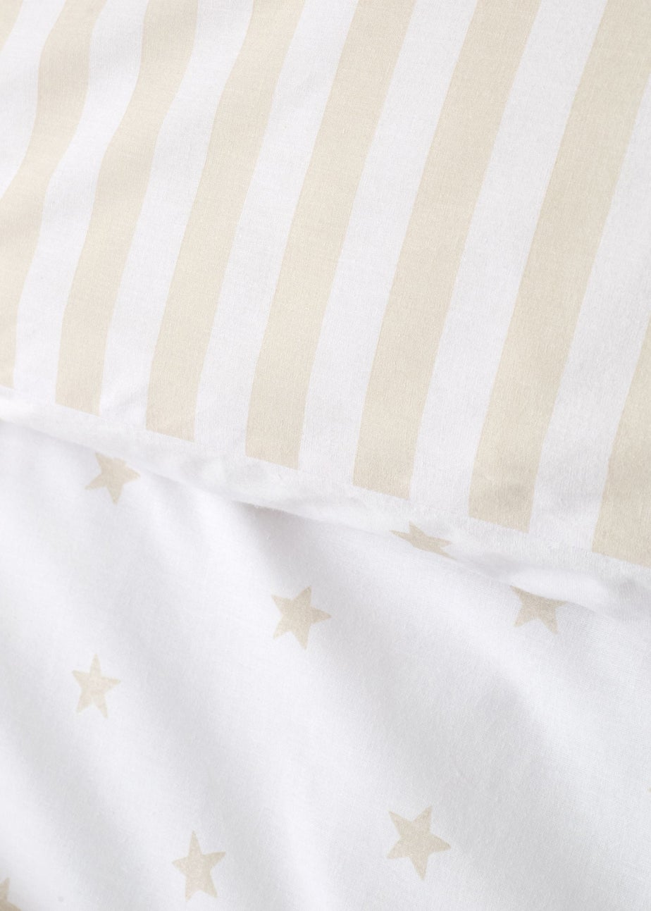 Bianca Fine Linens Mini Star & Stripes Reversible Cotton Duvet Cover Set Natural