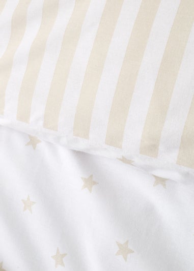 Bianca Fine Linens Mini Star & Stripes Reversible Cotton Duvet Cover Set Natural
