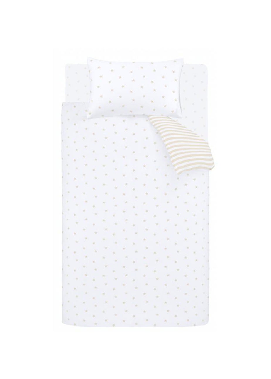 Bianca Fine Linens Mini Star & Stripes Reversible Cotton Duvet Cover Set Natural