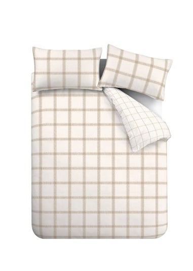 Bianca Fine Linens Natural Oxton Check Cotton Reversible Duvet Cover Set