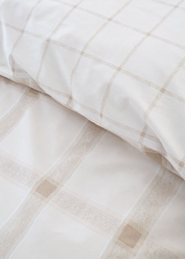 Bianca Fine Linens Natural Oxton Check Cotton Reversible Duvet Cover Set
