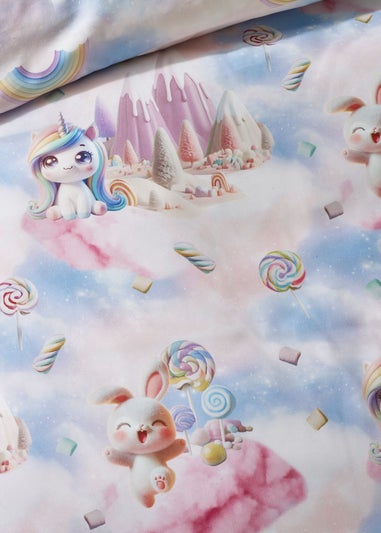 Catherine Lansfield Candy Unicorn So Soft Reversible Duvet Cover Set Pink