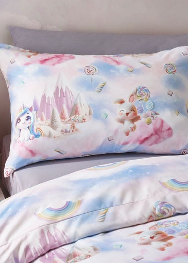 Catherine Lansfield Candy Unicorn So Soft Reversible Duvet Cover Set Pink