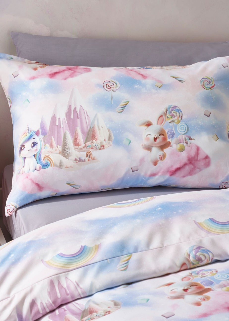 Catherine Lansfield Candy Unicorn So Soft Reversible Duvet Cover Set Pink