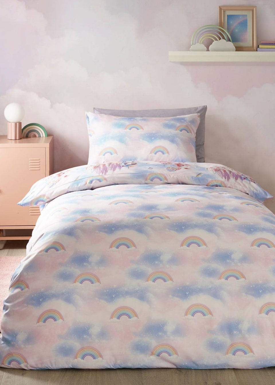 Catherine Lansfield Candy Unicorn So Soft Reversible Duvet Cover Set Pink