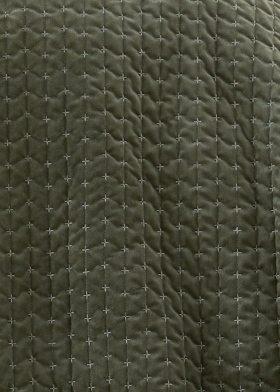 Bianca Fine Linens Attica Velvet Embroidered Bedspread Green