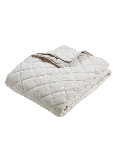 Catherine Lansfield Corded Leaves Quilted Bedspread Champagne Gold