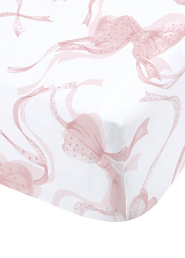 Catherine Lansfield Bow Fitted Sheet White/Pink