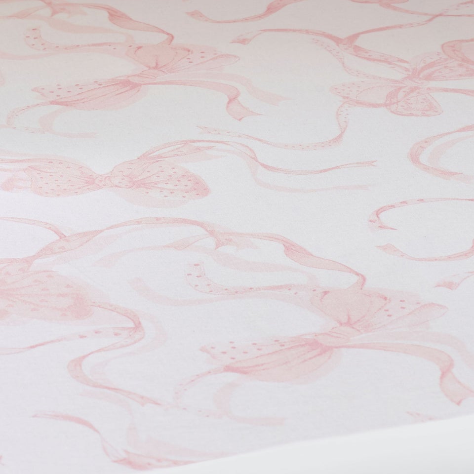 Catherine Lansfield Bow Fitted Sheet White/Pink