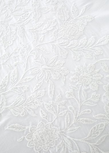 Bianca Fine Linens Embroidery Floral Cotton Duvet Cover Set White