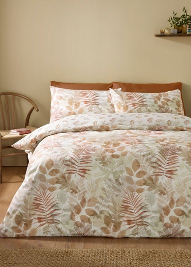 Catherine Lansfield Autumn Leaves So Soft Reversible Duvet Cover Set Natural