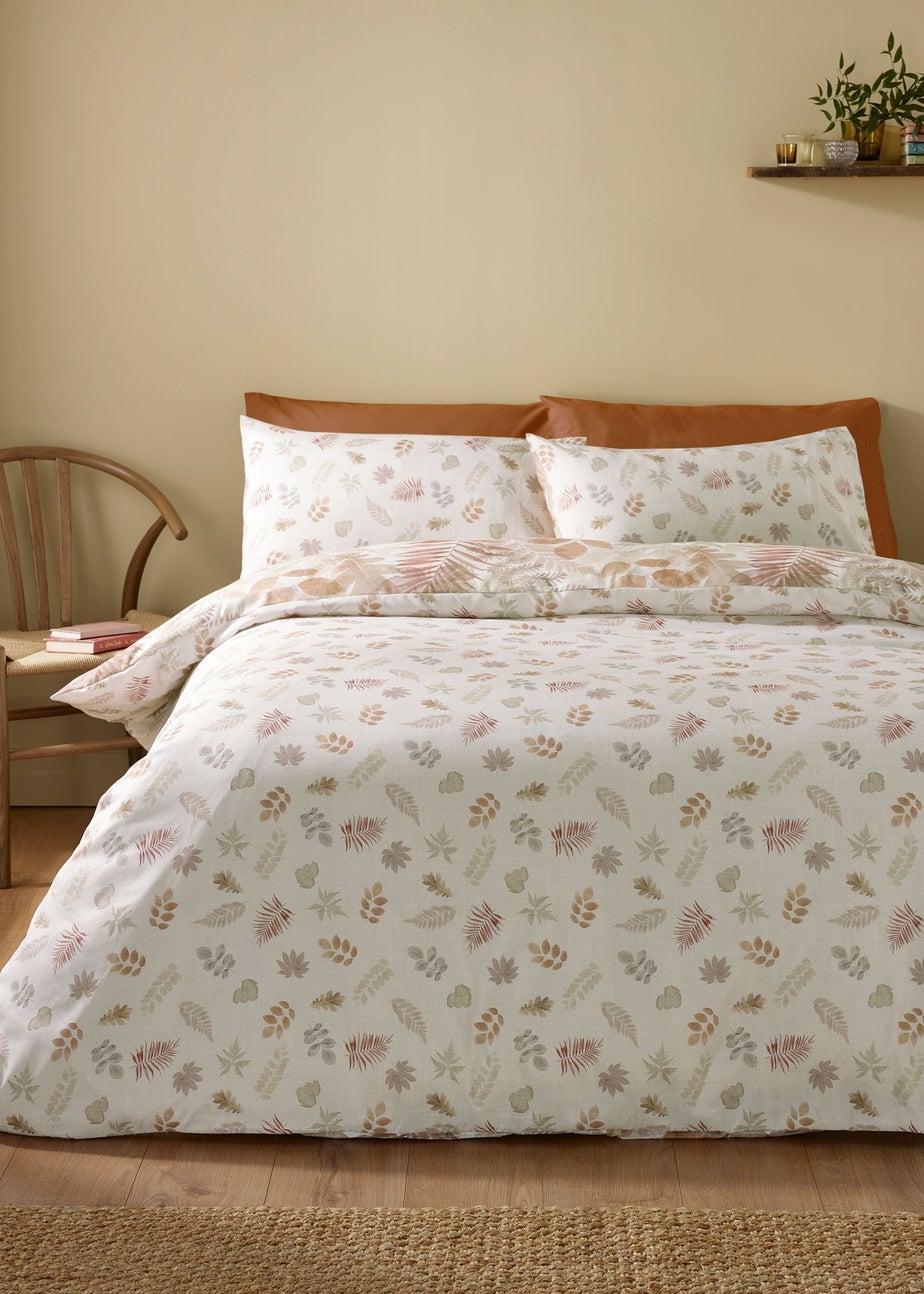 Catherine Lansfield Autumn Leaves So Soft Reversible Duvet Cover Set Natural