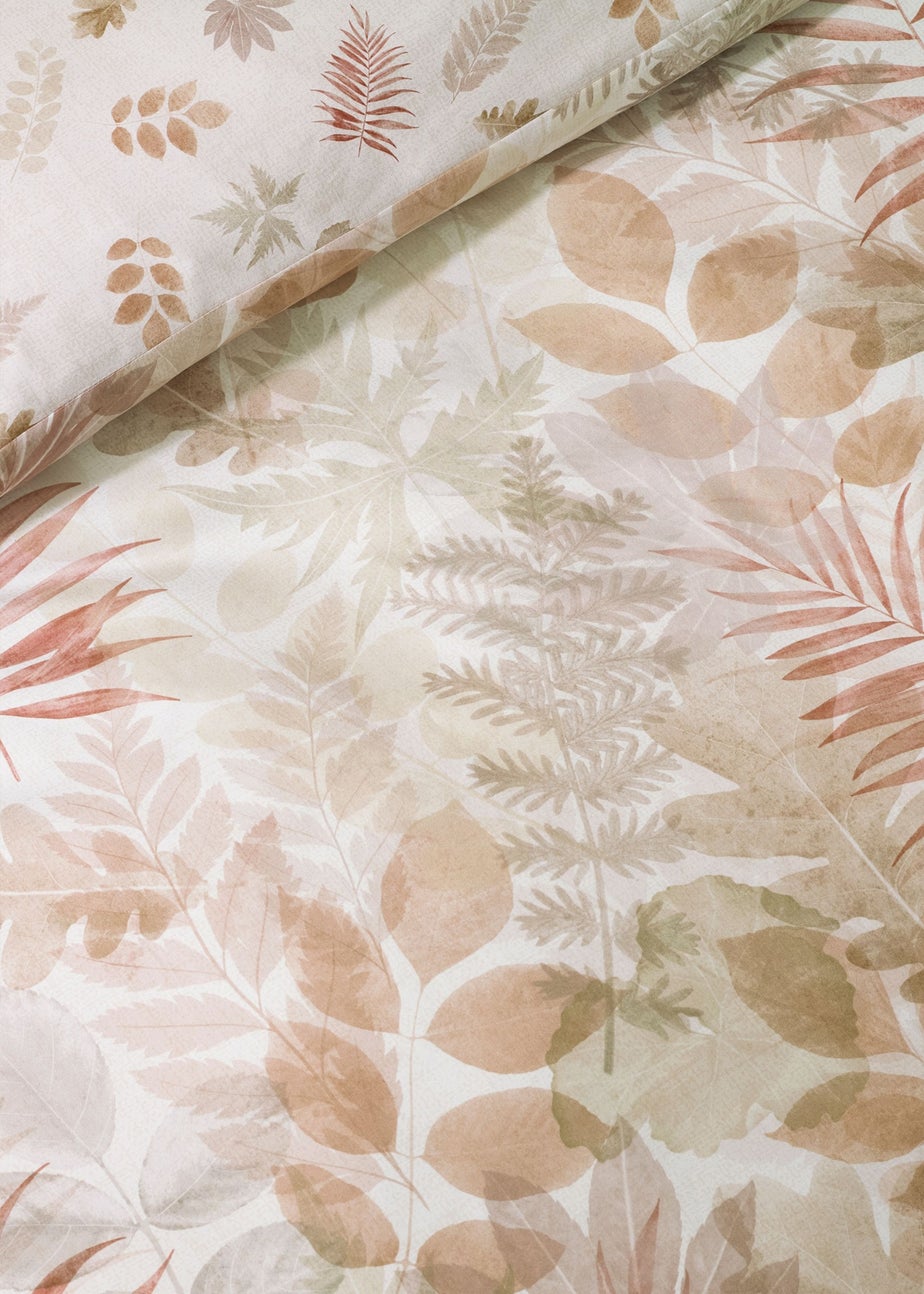 Catherine Lansfield Autumn Leaves So Soft Reversible Duvet Cover Set Natural