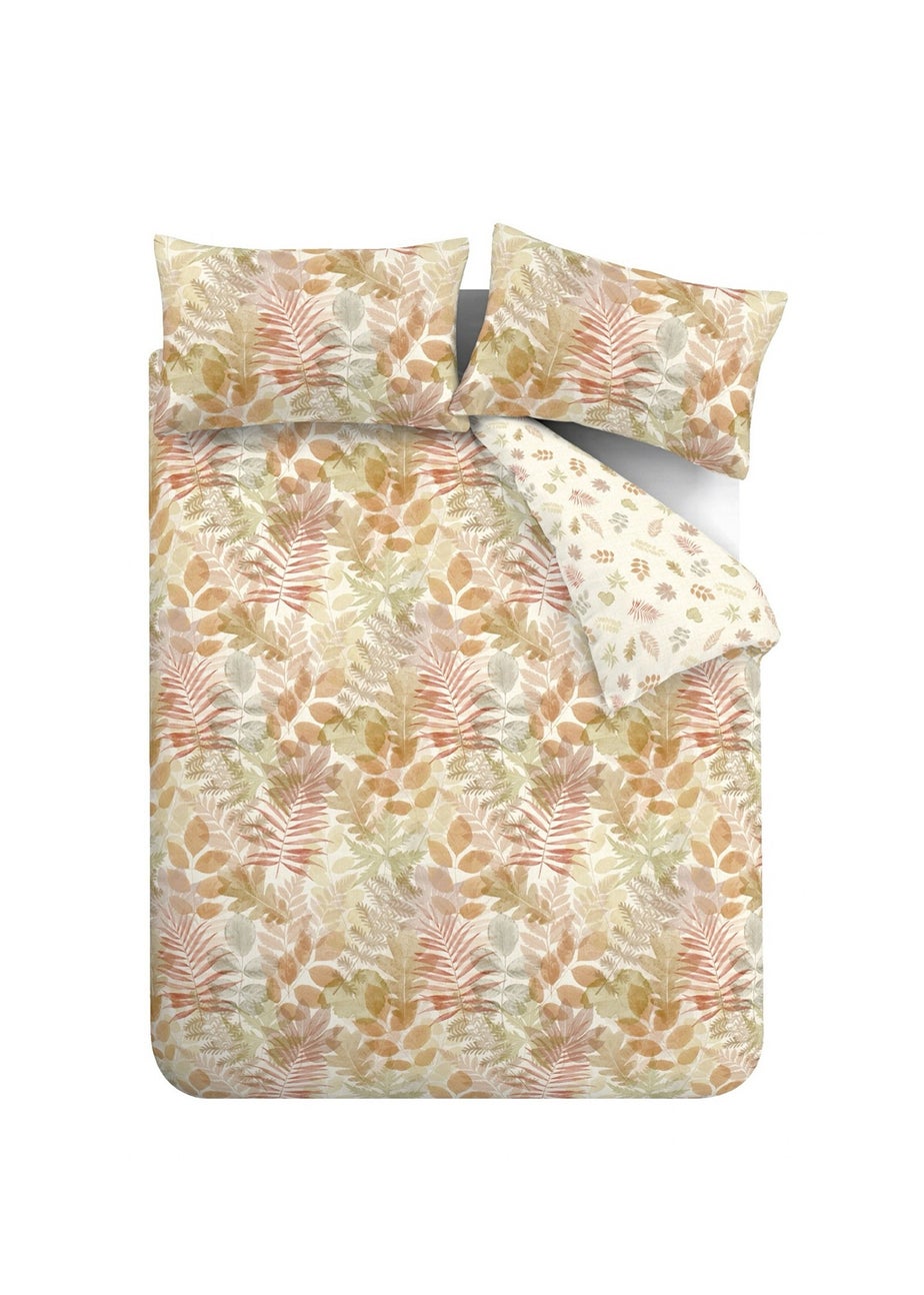 Catherine Lansfield Autumn Leaves So Soft Reversible Duvet Cover Set Natural