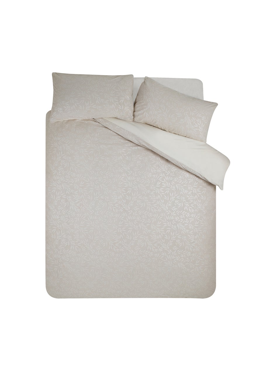 Catherine Lansfield Corded Leaves Duvet Cover Set Champagne Gold