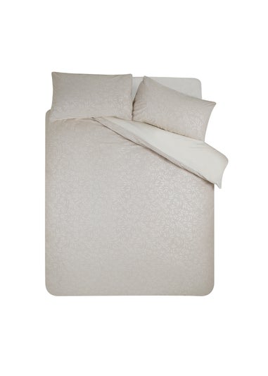 Catherine Lansfield Corded Leaves Duvet Cover Set Champagne Gold