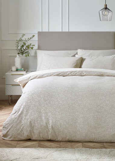 Catherine Lansfield Corded Leaves Duvet Cover Set Champagne Gold