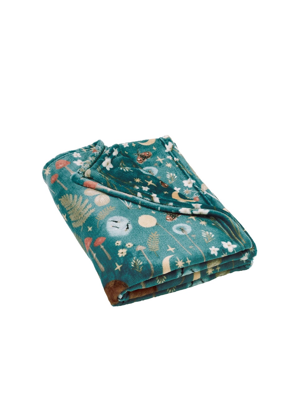 Catherine Lansfield Enchanted Twilight Animals Cosy Fleece Blanket Throw Forest Green