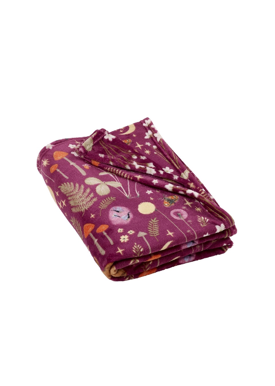 Catherine Lansfield Enchanted Twilight Animals Cosy Fleece Blanket Throw Plum