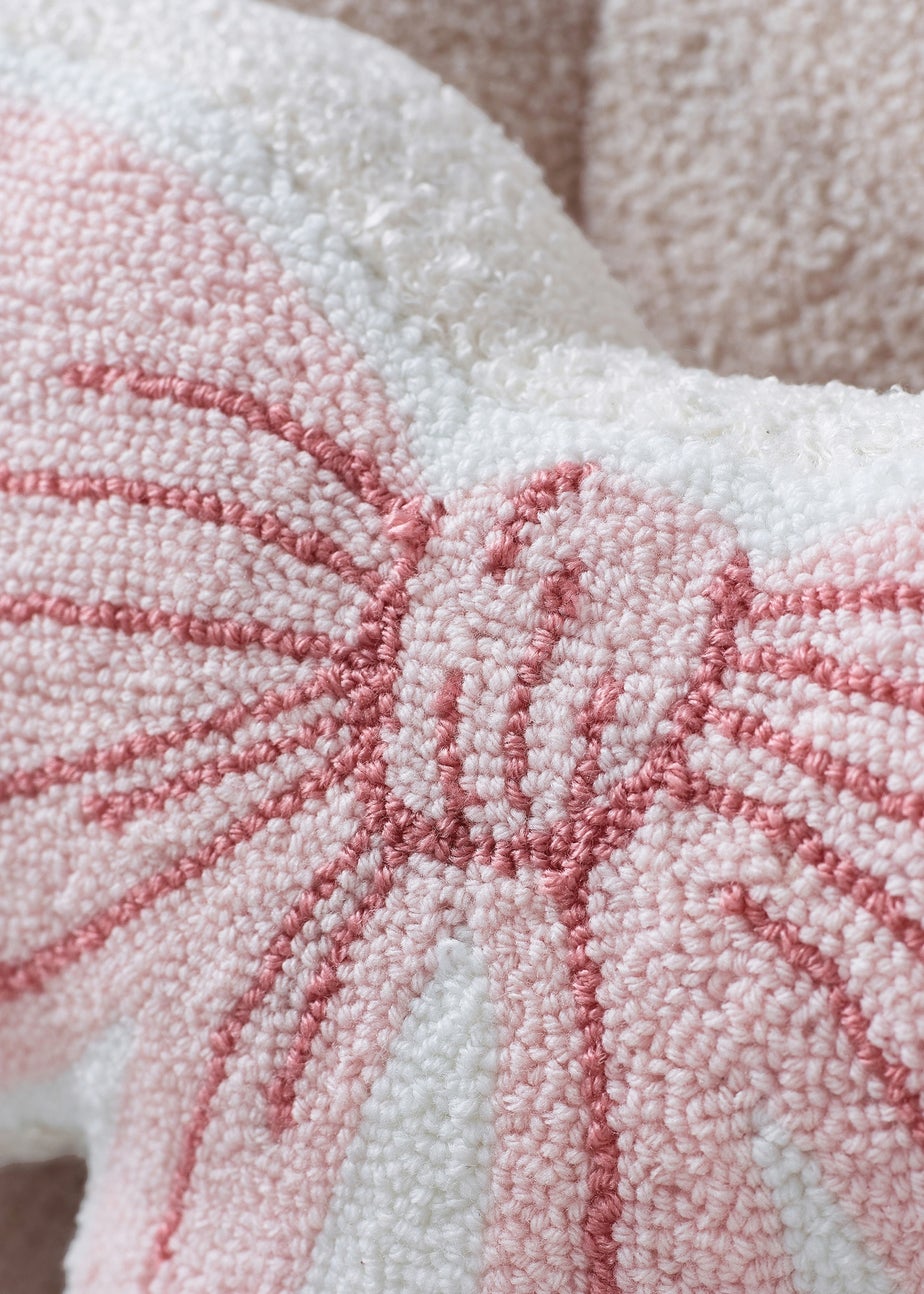 Catherine Lansfield Bow Boucle 3D Shaped Cushion Pink