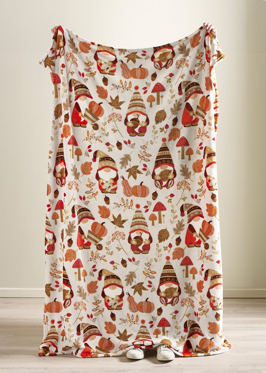 Catherine Lansfield Woodland Gonks Cosy Fleece Blanket Throw Natural