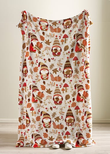 Catherine Lansfield Woodland Gonks Cosy Fleece Blanket Throw Natural
