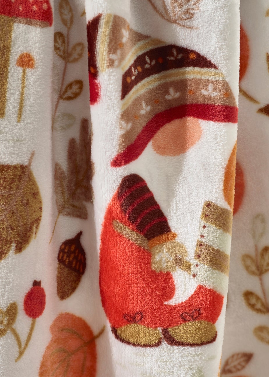 Catherine Lansfield Woodland Gonks Cosy Fleece Blanket Throw Natural