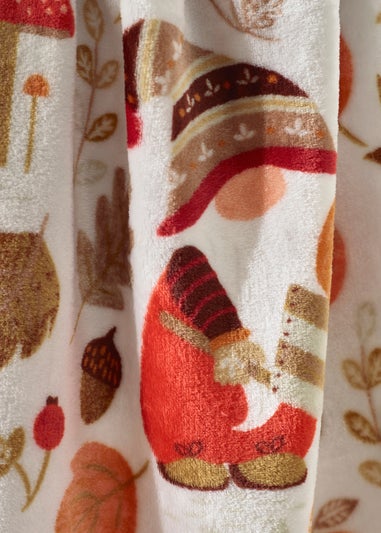 Catherine Lansfield Woodland Gonks Cosy Fleece Blanket Throw Natural