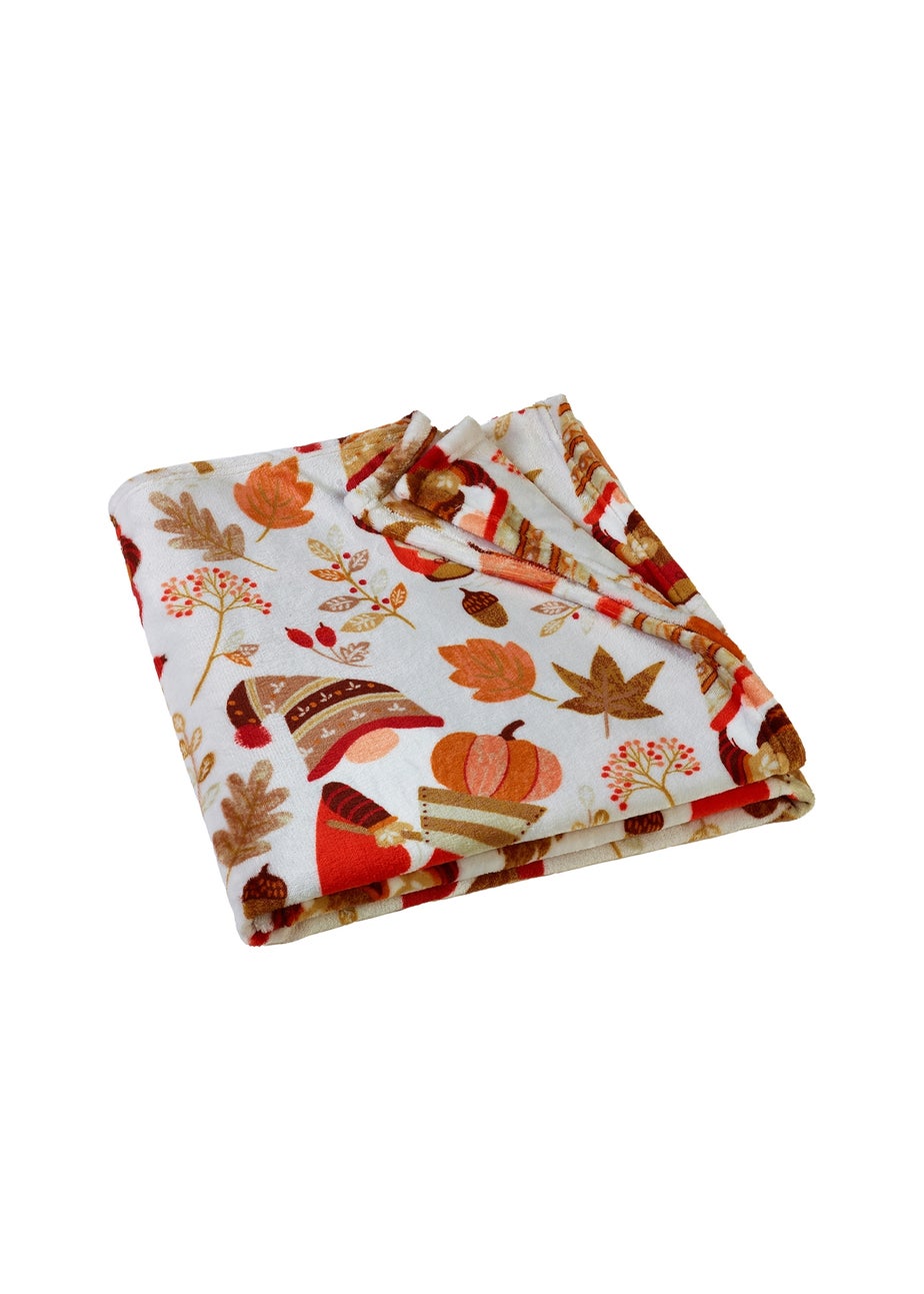 Catherine Lansfield Woodland Gonks Cosy Fleece Blanket Throw Natural